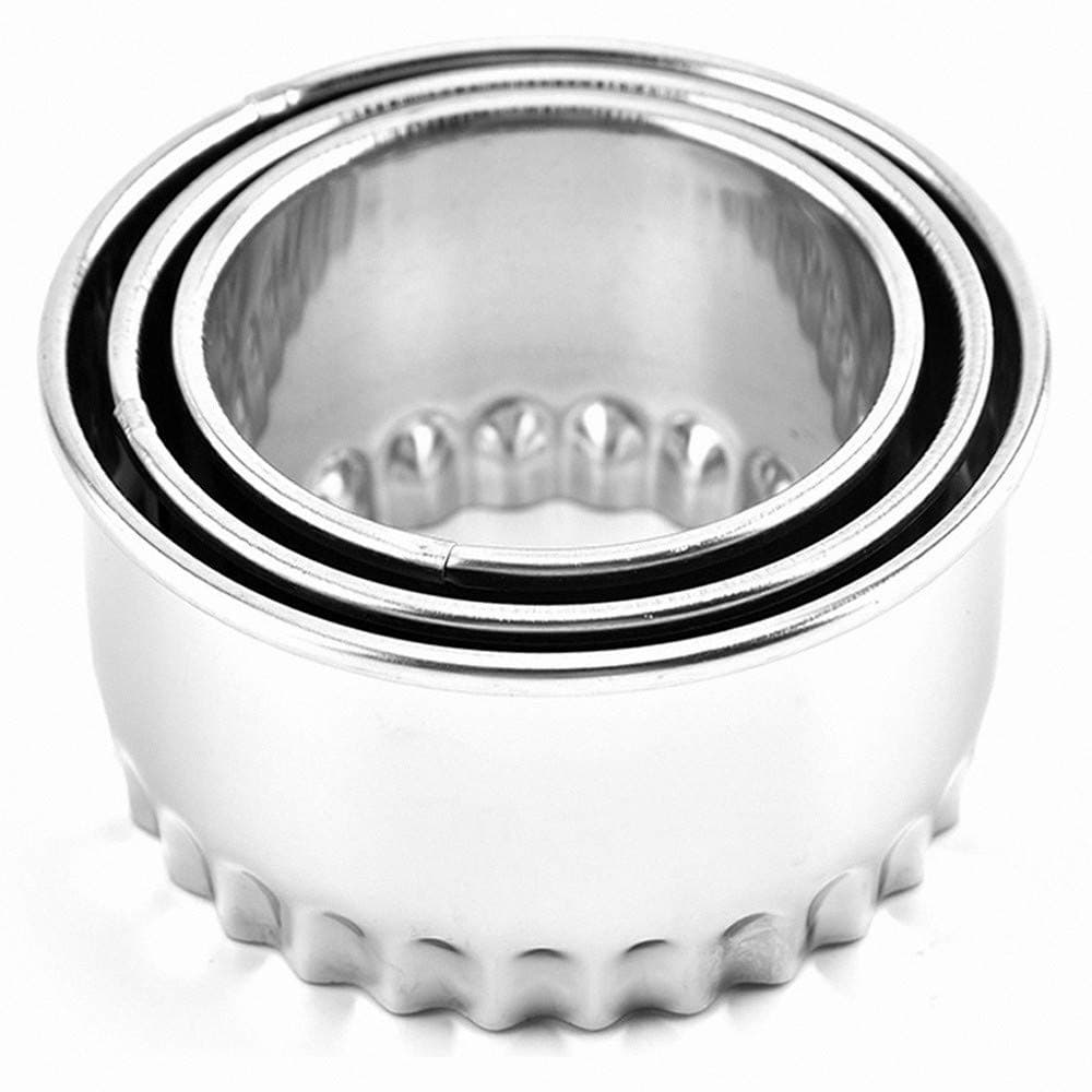 Cookie Cutters Biscuit CuttersStainless Steel Dumpling CuttersCake Pastry CuttersCake Cookie Scone Cutters Molds stamps for Cooking Baking 3Pcs Flower Edge