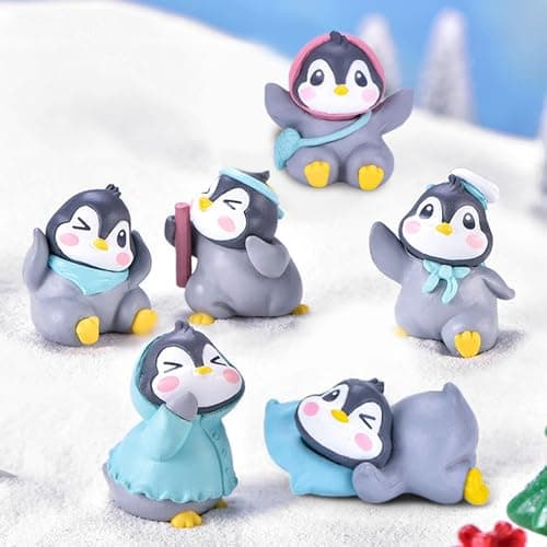 FunBlast Penguin Miniature Set – Pack of 6; Cute Miniature Figurines Showpiece, Gift for Him/Her, Festive Decoration Home Decor, Table, Car Dashboard, Bedroom, Office (Multicolor)
