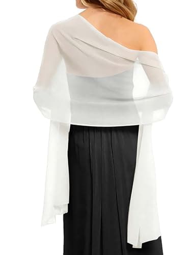 Women's Solid Chiffon Scarves Shawls Wraps for Bridal Wedding Party Evening Dress Gifts (White)