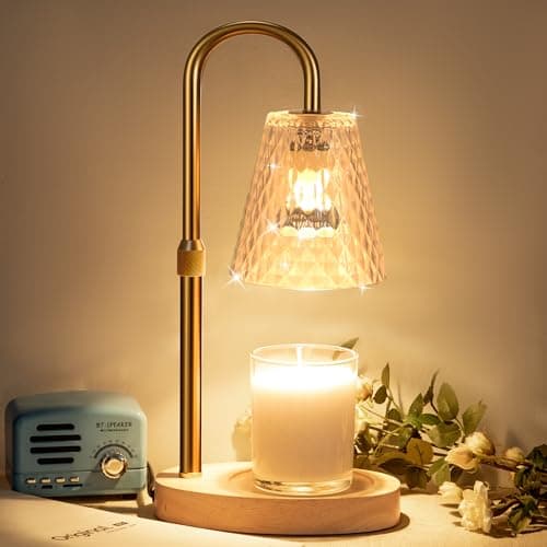 Candle Warmer Lamp with Timer Adjustable Height Electric Wax Melter in Gold for Cozy Aesthetic Home Decor Gift for Women Sister Friend Birthday Housewarming