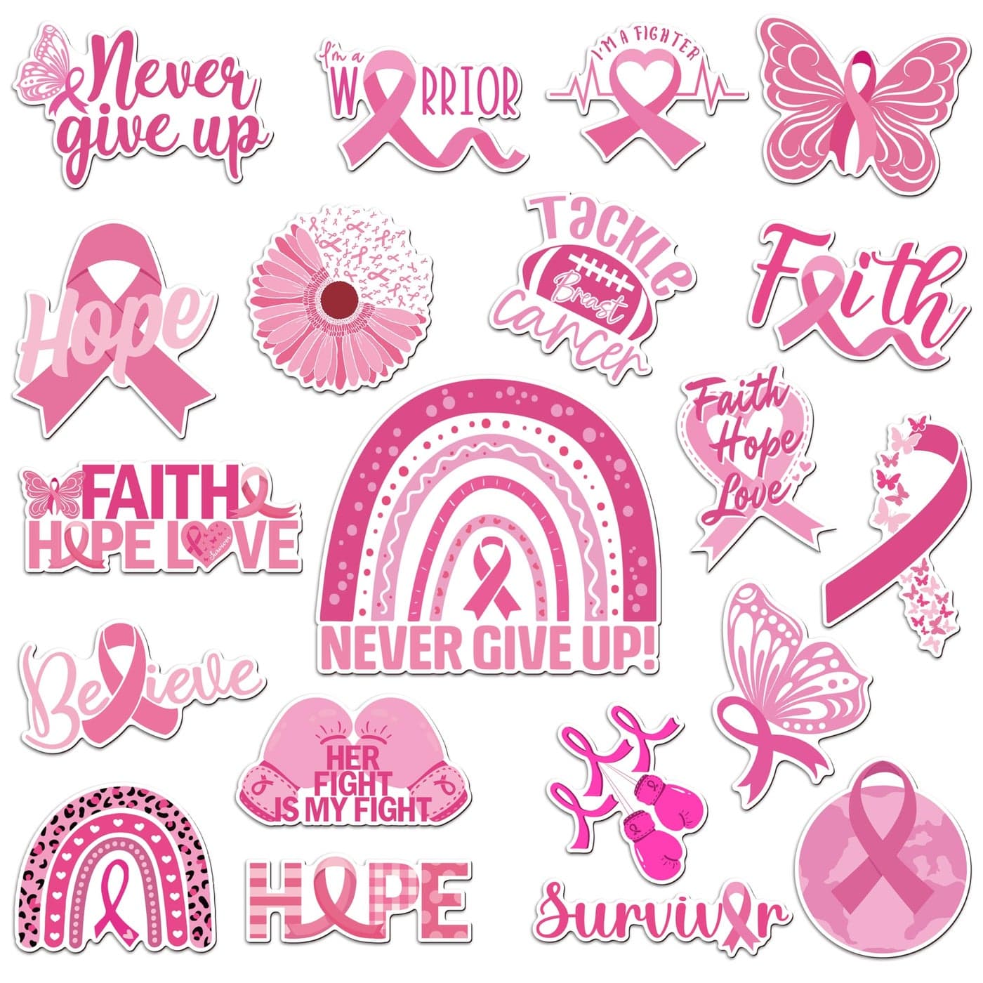 JAPBOR Breast Cancer Awareness Magnet 20PCS Pink Ribbon Magnetic Sticker Decoration Accessories Breast Cancer Survivor Decal Item for Women Car Refrigerator Fridge Cabinet Charity Event Party Decor