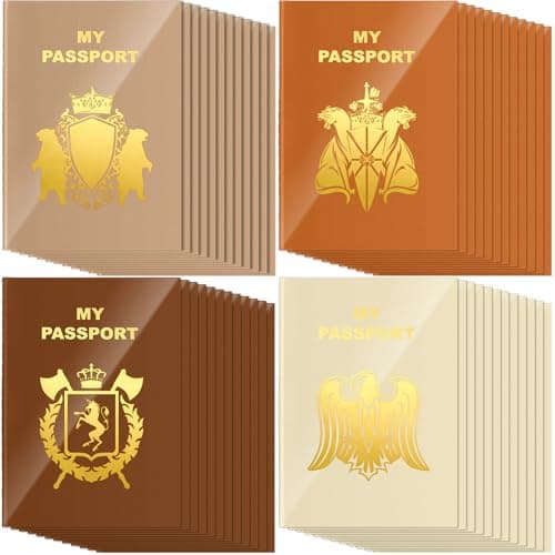 Lincia 48 Pcs Blank Passport Notebook Fake Passport Book Travel Journal Book Party Favor Bulk for Halloween Travel Classroom SuppliesWarm Color