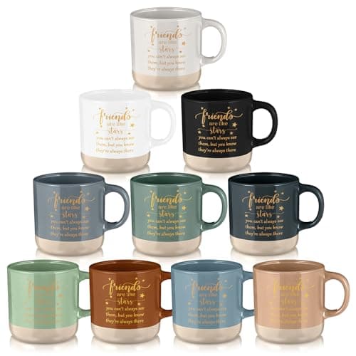 Mimorou 10 Pcs Friendship Gifts for Women Men Ceramic Friends Mugs Friendship Cups Bulk 13oz Friends Are Like Stars Coffee Mug for Coworker Sisterhood Sister Besties Graduation Birthday Party
