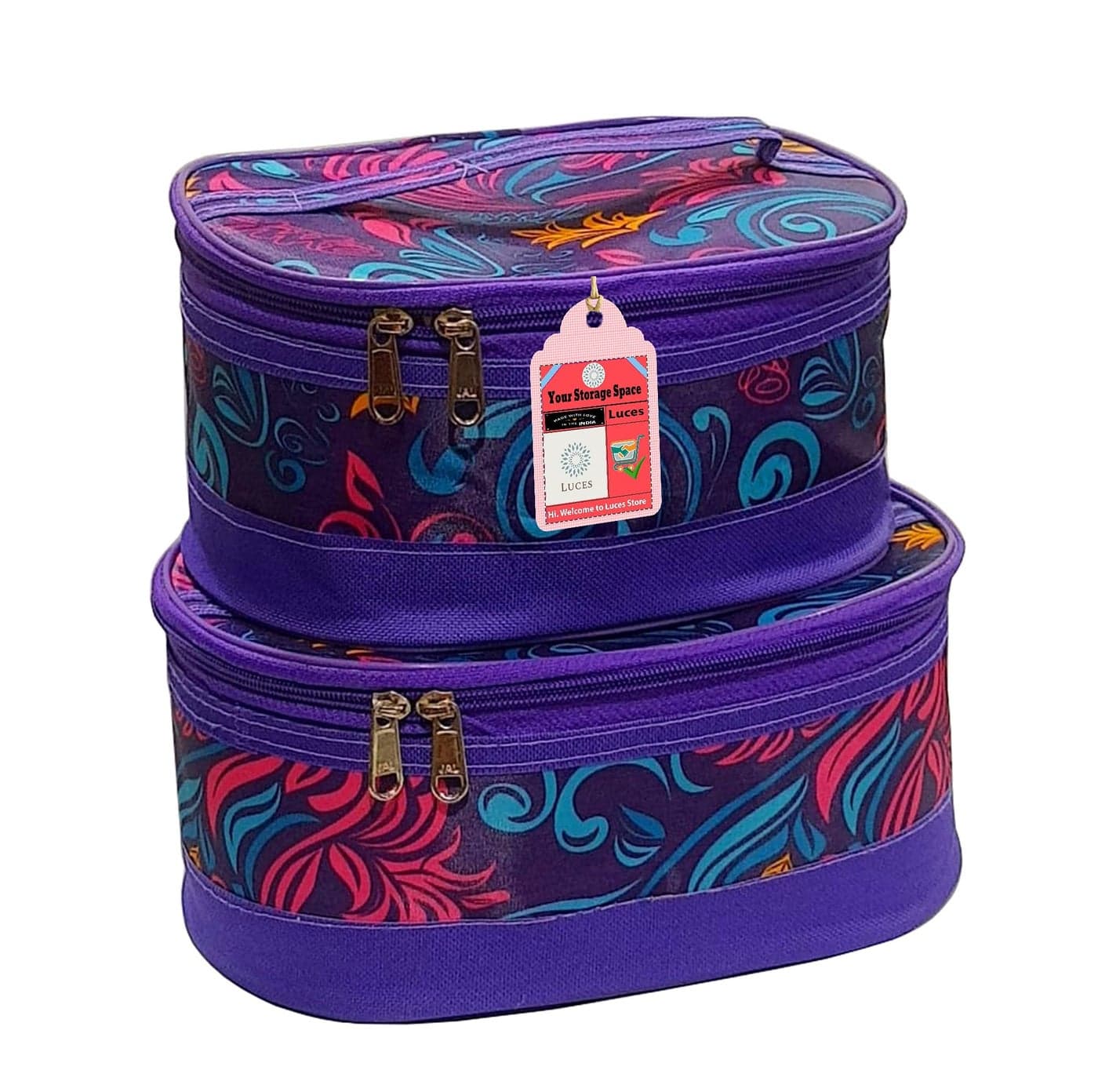 LUCES® 2 Pcs Cosmetic Bags for Women Girl Portable Make Up Bag Waterproof Organizer Multifunction Case Cosmetic Travel Bag with Strong Zipper Travel Toiletry Bag (Purple)