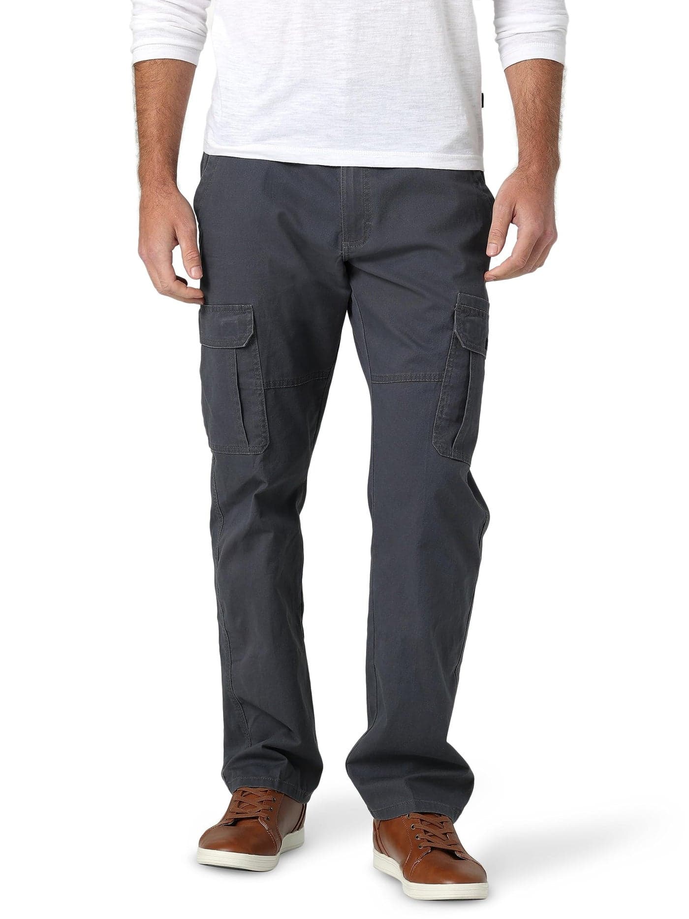 Wrangler Authentics Relaxed Fit Stretch Cargo Pant, Anthracite Twill, 46W x 32L