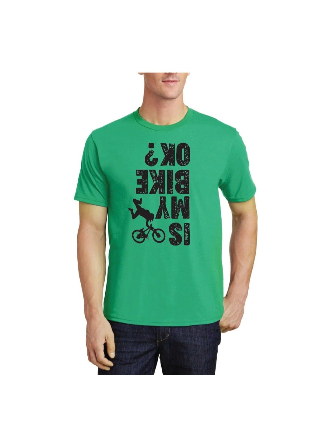 Cycling Design Printed Adult Unisex Cotton T-Shirt - Fun and Colorful Bicycle T-Shirt with Round Neck Short Sleeve - Perfect for Cyclists — L