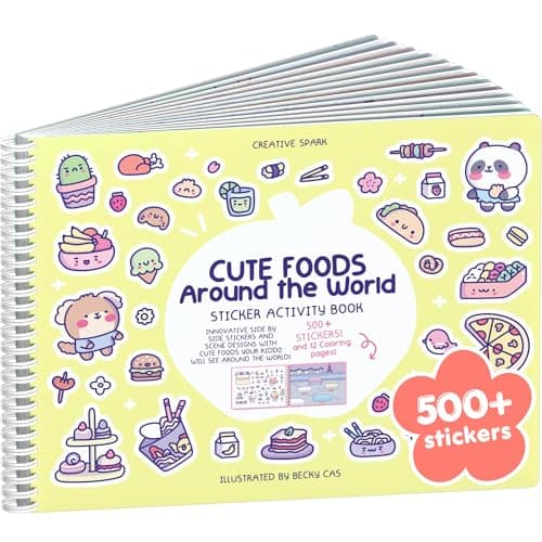 Cute Foods Around The World 500 Sticker Book for Girls by Cupkin Toddler Airplane Activity Coloring Sticker Book Road Trip Essentials 12 Coloring Pages Scenes for Ages 28 Years