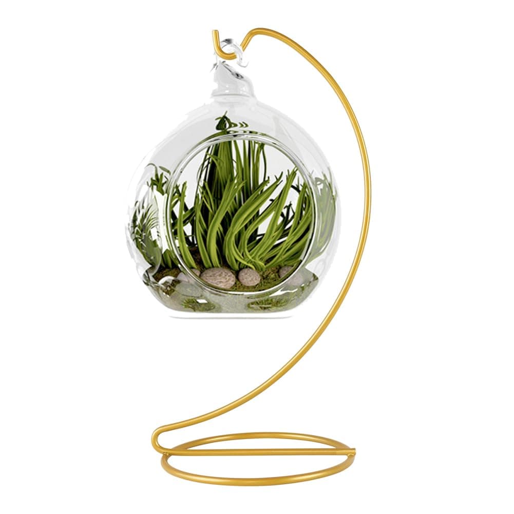 Fosinz 9 Inch Gold Ornament Display Stand Metal Ornament Hanger Stand for Hanging Glass Globe Air Plant Terrarium Witch Ball Christmas Ornament and Home Wedding Decoration 1 9x4 Gold
