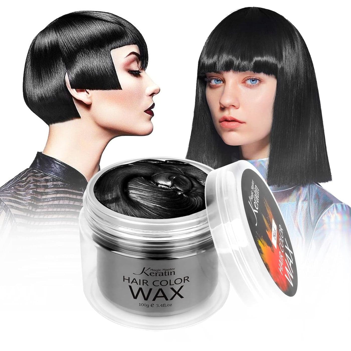 Magic Master Keratin Black Temporary Hair Color Wax 34 Fl Oz Natural Washable Temporary Hair Color Gel for Kids Girls Women Men Dark Hair Party Cosplay Festival Halloween