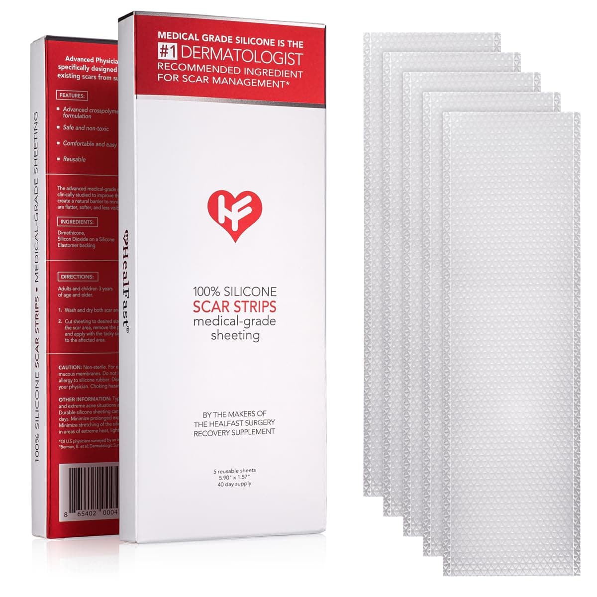 Physician Formulated Silicone Scar Sheets Advanced Crosspolymer Medical Grade Silicone Scar Strips for Surgery C Section Keloids Hypertrophic Scars Silicone Tape For Scars 5 Sheets