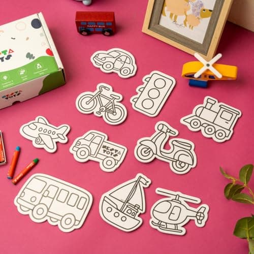 NESTA TOYS DIY Fridge Magnet - Vehicles | Colour, Assemble & Display | Art & Craft Kit for Kids | Builds Creativity & Transport Awareness | Eco-Friendly | Gift for Boys & Girls Age 5+