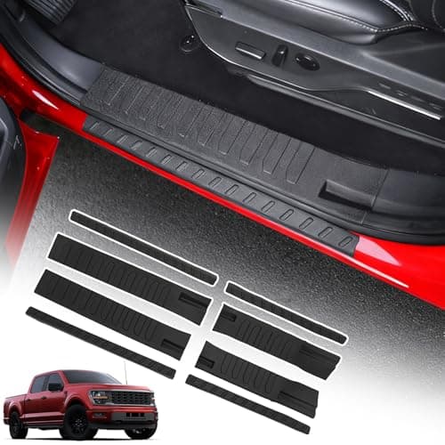 Maxzina Door Sill Protector Compatible with 2021-2025 2026 Ford F150 SuperCrew Cab Outer & Inner Step Protector Side Edge Step Guard Car Door Dust Shield Cover for 2024 F-150 Exterior Accessories