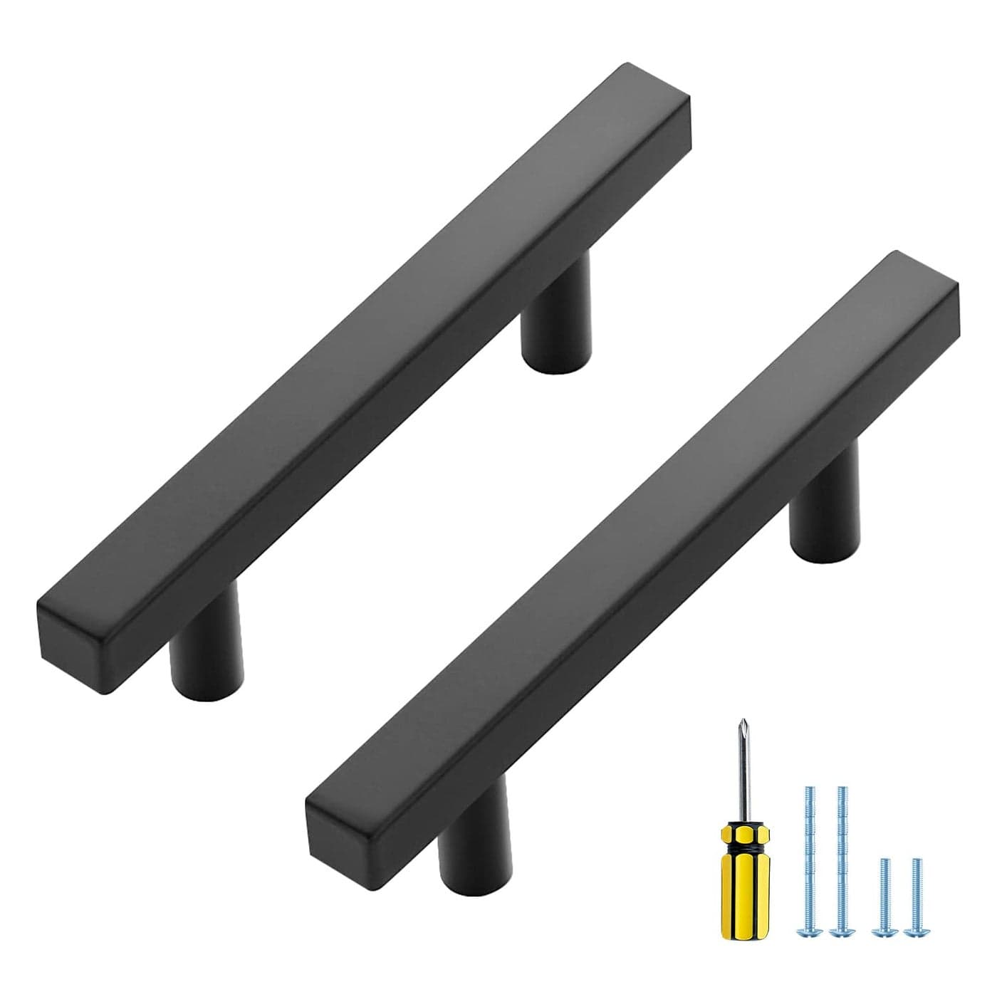 Ravinte 50 Pack Black Cabinet Handles 3 Inch Square Cabinet Pulls Matte Black Square Hardware for Kitchen Cabinets 5 Inch Total Length
