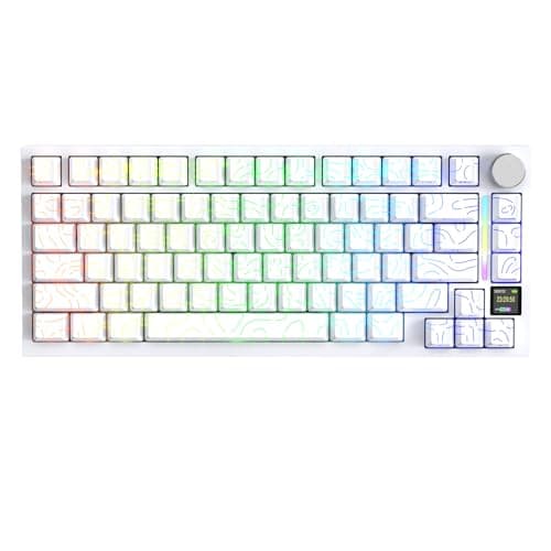 ATTACK SHARK X820 Ultra 75 Wireless Gaming Mechanical Keyboard HotSwappable Gasket Mount RGB Backlit BT24GWired Custom Keyboard with Smart TFT DisplayKnob QMK DriverWhite ContourShark Switch