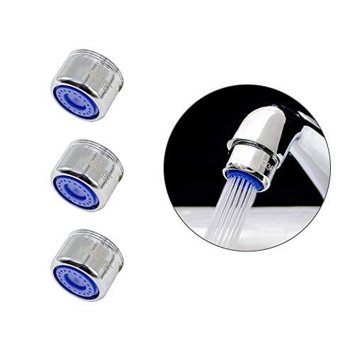 ECO365 Kitchen Tap 3 LPM Dual Threaded Shell Aerator | Water Saving Faucet Nozzle | Fits Inner (24mm) & Outer (22mm) Taps | Eco-Friendly, Anti-Splash, Rust Resistant - (Pack of 3)