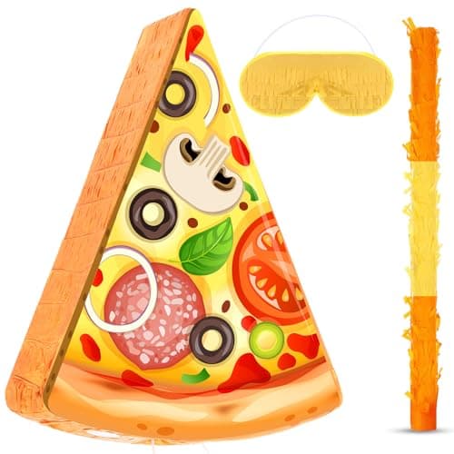 Harrycle Pizza Piata Pizza Decorations for Kids Food Themed Birthday Party Piata with Blindfold and Bat for Summer Mexican Party Supplies 161 x 13 x 32 inches