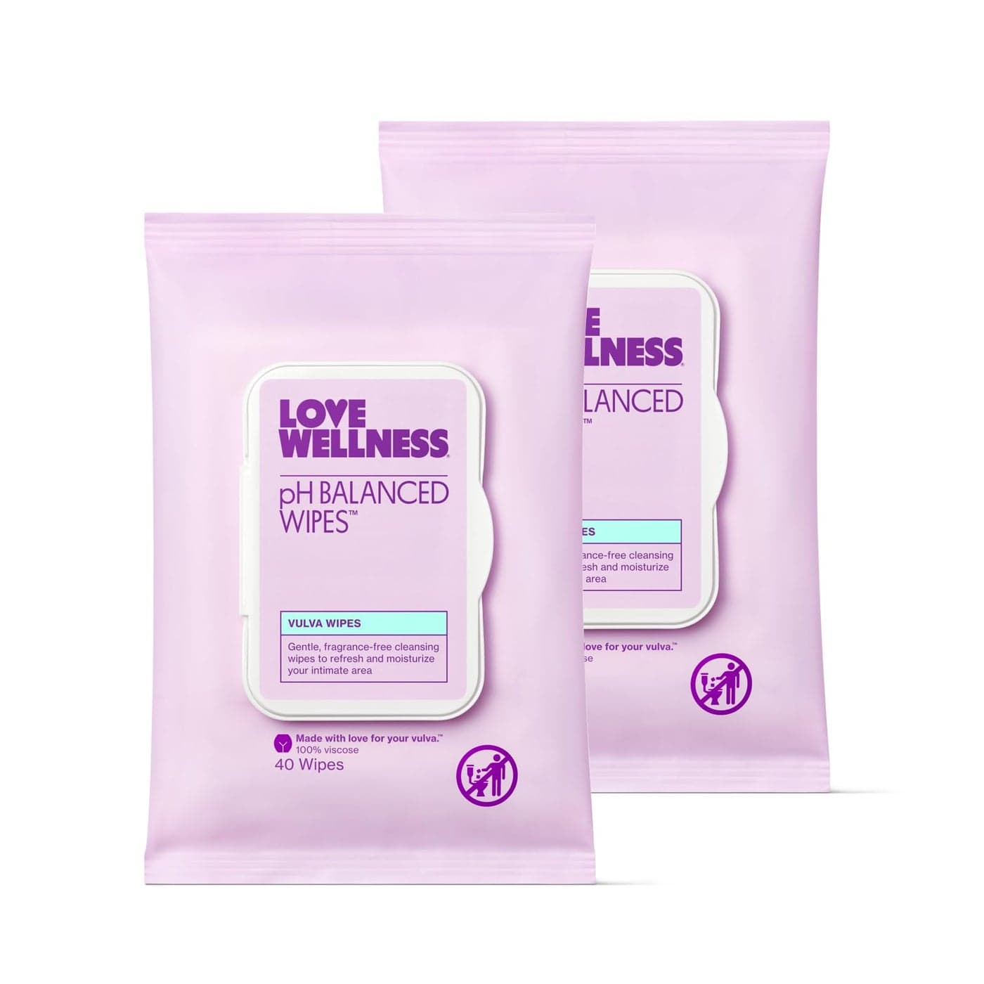 Love Wellness pH Balancing Wipes for Women Feminine Hygiene for Cleansing with Aloe Vera FragranceFree Intimate Health Moisturizing Soothing Calming for Sensitive Skin Travel Size 2Pack