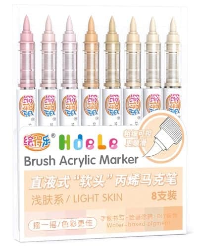 Guangna Skin Tone Acrylic Paint Markers Skin Color Brush Tip Acrylic Paint Pens for Pumpkin Paint Christmas Art Rock Painting Wood Glass Ceramic Canvas Stone DIY Crafts