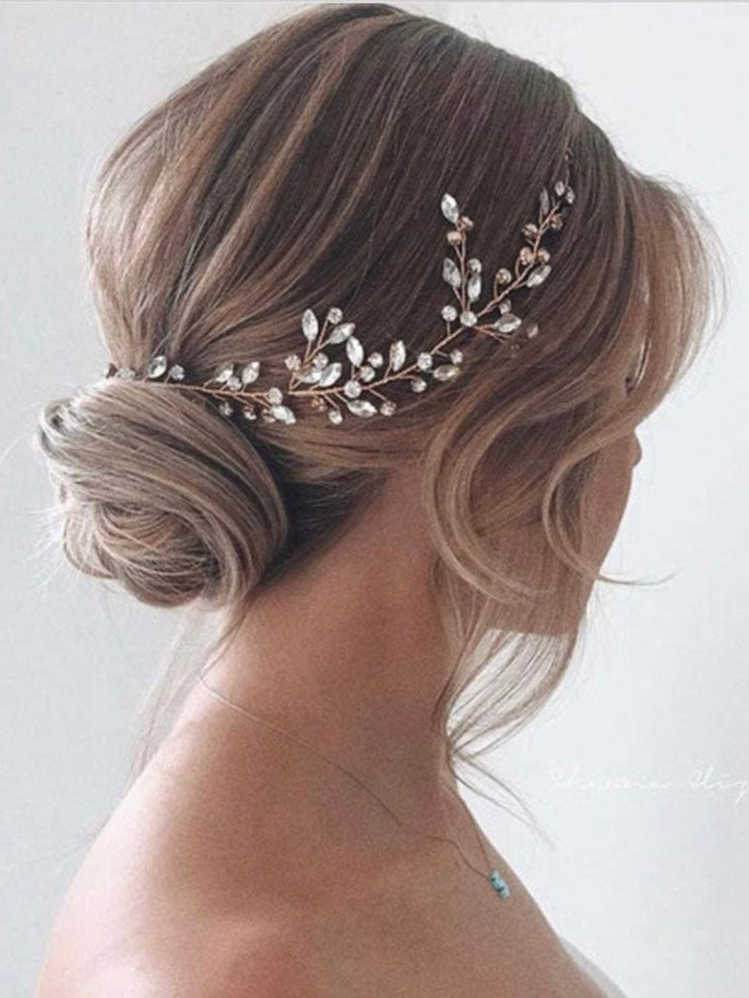 JAKAWIN Bride Rhinestone Wedding Hair Piece Silver Crystal Hair Vine Bridal Updo Hair Accessories for Women HV113 Silver