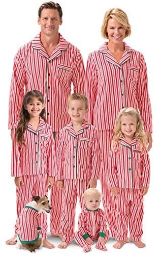 PajamaGram Matching Family Christmas Pajamas Candy Cane Fleece Red Pets SM
