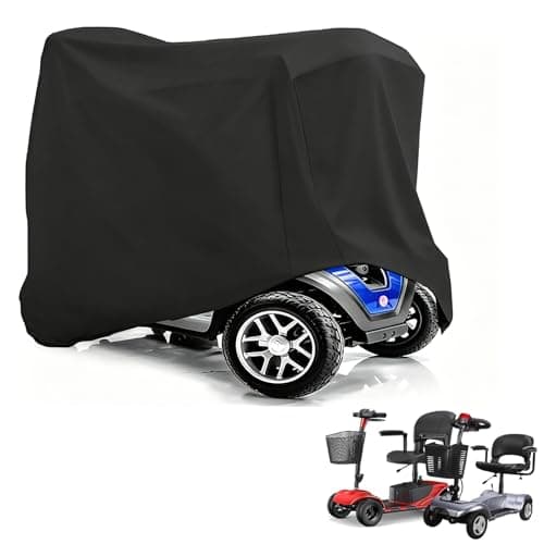 Mobility Scooter Cover Waterproof Electric Scooter Cover All-Weather Outdoor Protector, Mobility Scooter Storage Cover Anti-UV Dust Dirt Snow Rain Sun Rays with Storage Bag, 66.9x24x46inch