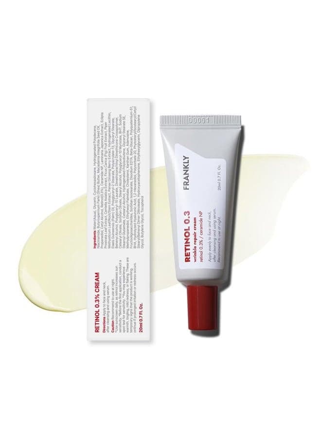 Retinol 0.3% Cream, 0.7 fl oz - Intensive Retinol | Night Cream | Retinol, Ceramides & Natural Ginseng | Anti-aging, Wrinkles Care, Reduces Congestion and hyperpigmentation | Korean Skin Care