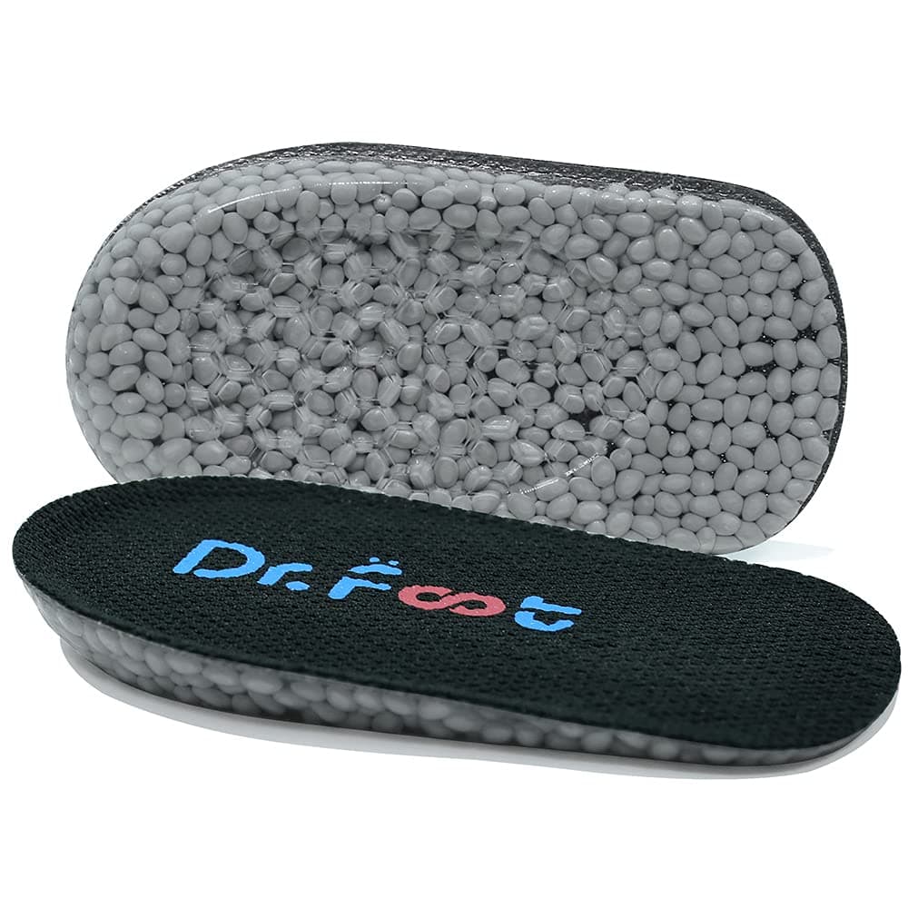 Dr. Foot's Height Increase Insoles, Heel Cushion Inserts, Heel Lift Inserts for Leg Length Discrepancies (1.4" Height, Black)