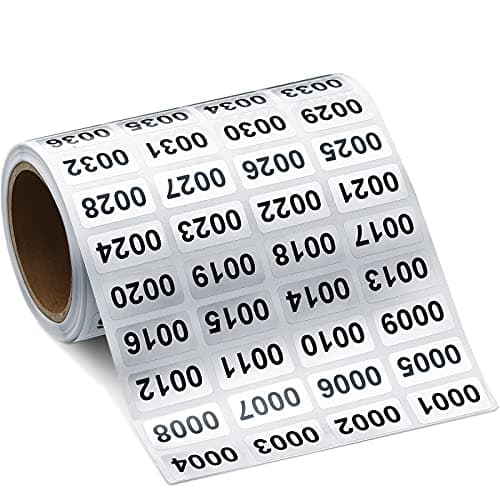 0001 to 2000 Inventory Number Sticker Labels Waterproof Self Adhesive Labels Consecutive Number Stickers for Storage Organizing Boxes Classification 0.39 x 0.78 Inch
