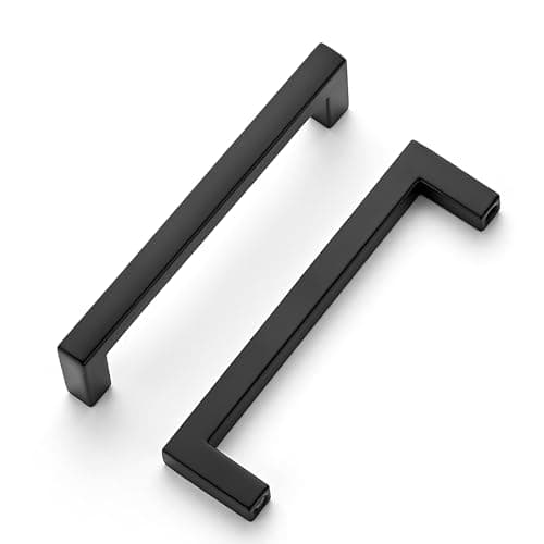 Ravinte 10 Pack Solid Kitchen Cabinet Handles Matte Black Cabinet Pulls Slim Drawer Pulls with 3-3/4 Inch Hole Center Square Bar Kitchen Cabinet Hardware