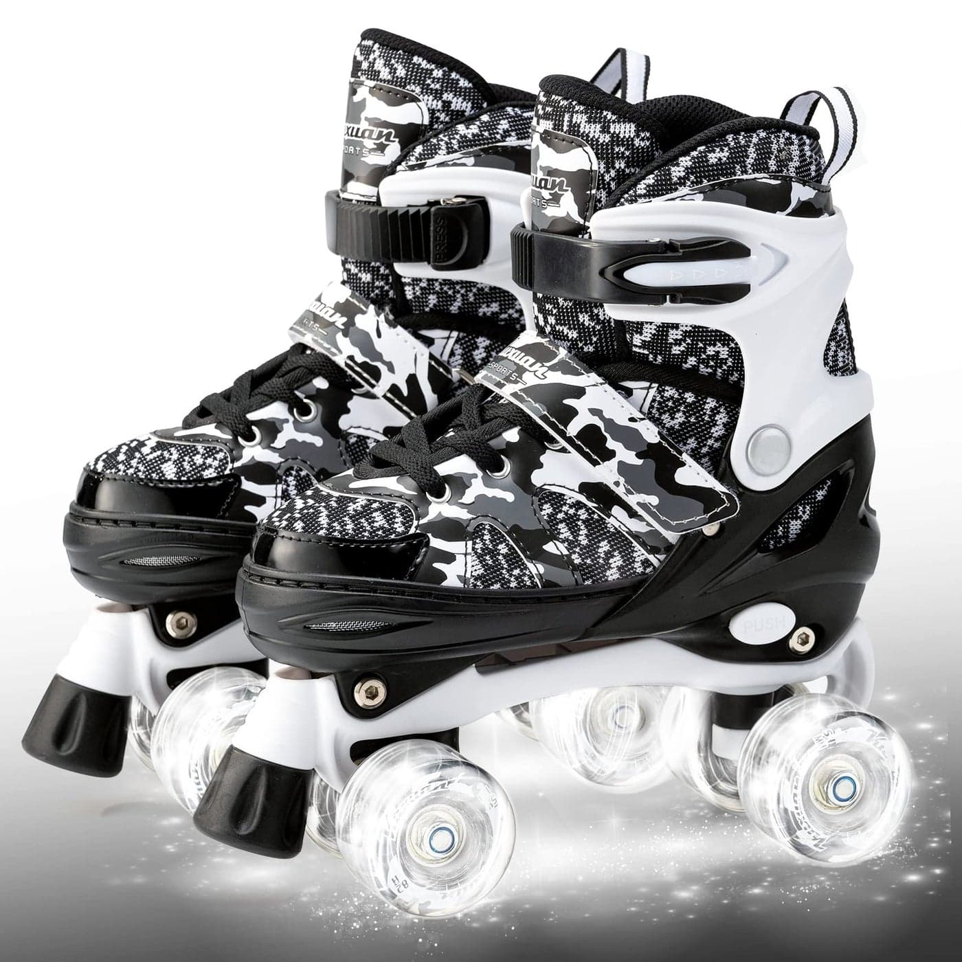 Kuxuan Skates Boys and Girls Adjustable Roller Skates with Light up Wheels Fun Illuminating Skate for Kids Youth
