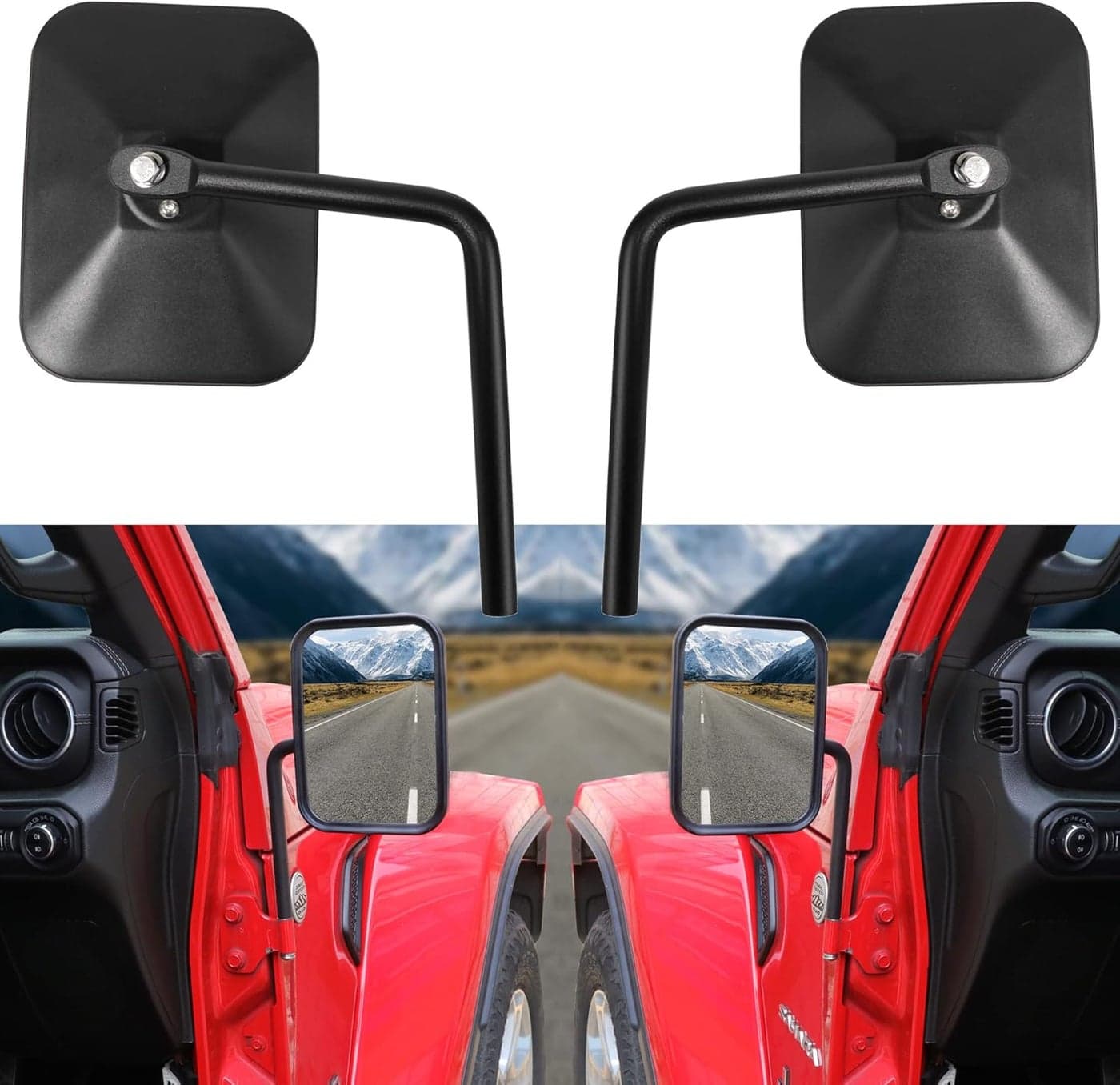 RERPRO Doors Off Mirrors for 2007-2025 Jeep Wrangler JK JL 4XE Gladiator JT - Durable Aluminum Side Rear View Mirror Accessories