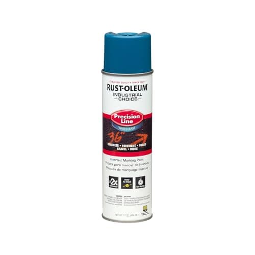 Rust-Oleum 203031-12PK Industrial Choice Inverted Water-Based Marking Spray Paint, 17 Oz, APWA Caution Blue, 12 Pack