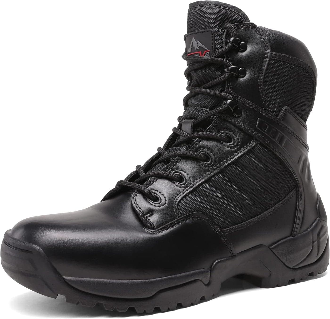 NORTIV 8 Men's Side Zipper Military Tactical Work Boots - Black