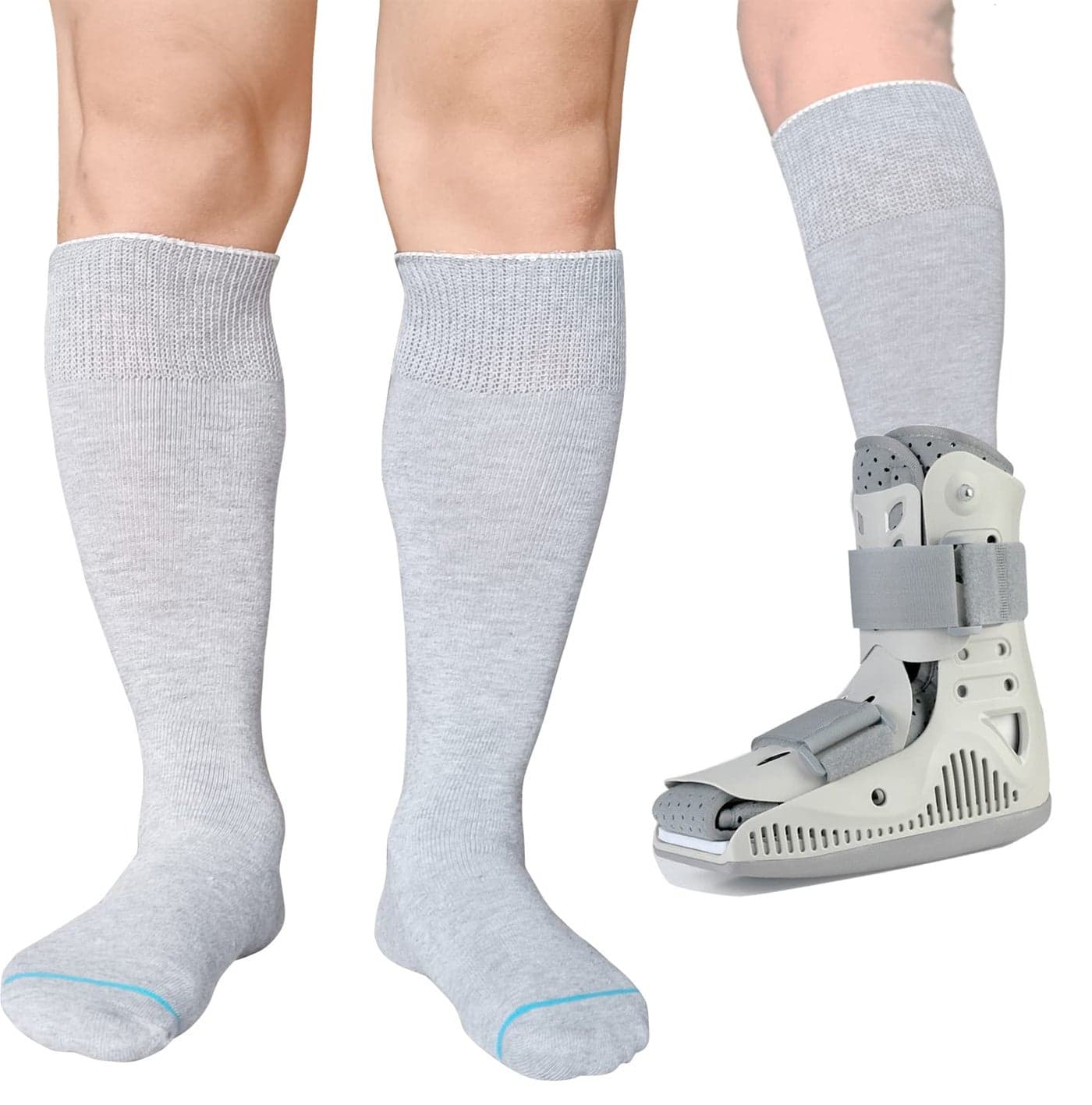 LORVVDE Cam Walker Walking Boot Socks Replacement Sock Liner for Orthopedic Boots Brace Tube Sox for Air Cam Walkers and Fracture Cast Cover Grey 2 Pairs