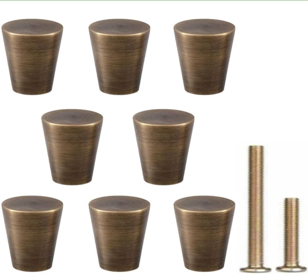 RZDEAL 8Pcs 079x098 Solid Brass Cabinet Knobs Handle Antique Bronze Cone Shoe Book Drawer Knob Handle