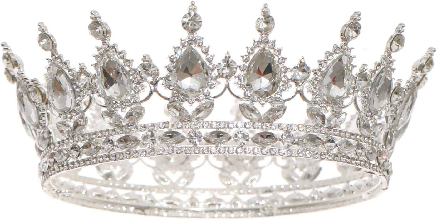 FORSEVEN Queen Crown Rhinestone Wedding Crowns and Tiaras for Women Costume Party Hair Accessories Princess Birthday Crown Crystal Bridal Crown