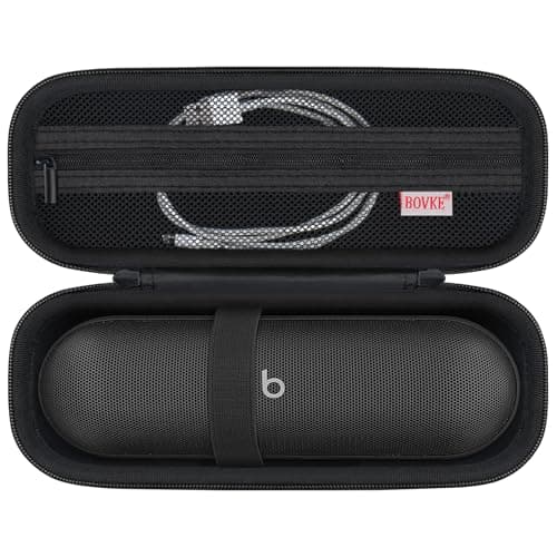 BOVKE Carrying Case for Beats Pill - Portable Bluetooth Speaker, New Beats Pill Wireless Speaker Travel Holder Bag with Extra Mesh Pocket for Charging Cables, Accessories, Black