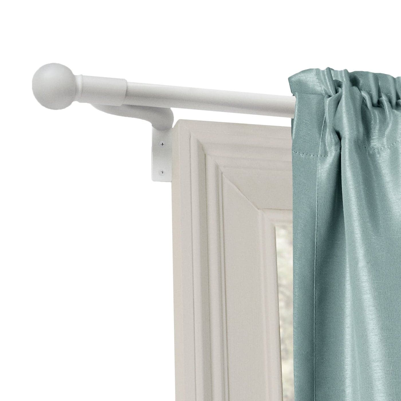 MAYTEX Easy Install Caf Window Curtain Rod No Measuring Needed 48 with Decorative Round Finials 1848 Inches White