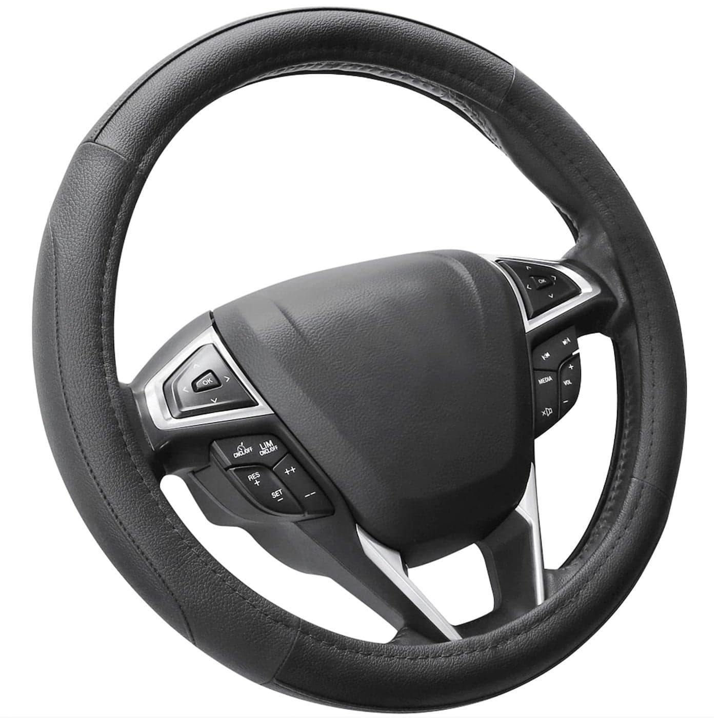 SEG Direct Car Steering Wheel Cover Universal Standard Size 14515 inch Black Microfiber Leather