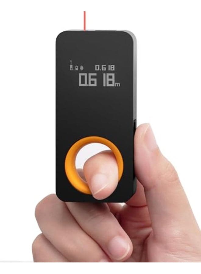 Hoto Digital Laser Meter with Bluetooth and iRing Mount, 98 ft, ±1/16 inch accuracy, two measuring modes, interchangeable meter/foot units, and Type-C charging.
