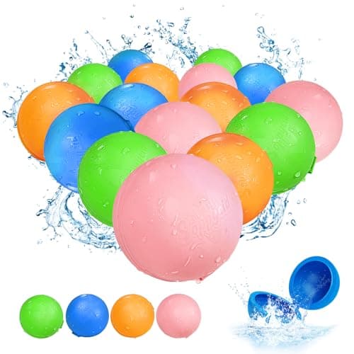 Reusable Water Balloons 16PCS Quick Fill Water Balls Toys For Toddler Age 48 Refillable Magnetic SelfSealing Water balloons For Summer Party Pool Outdoor Beach Toys