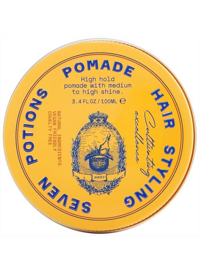 Hair Styling Pomade For Men 3.4 fl oz - High Shine - High Hold Hair Wax - Water Based - Natural, Vegan, Cruelty Free
