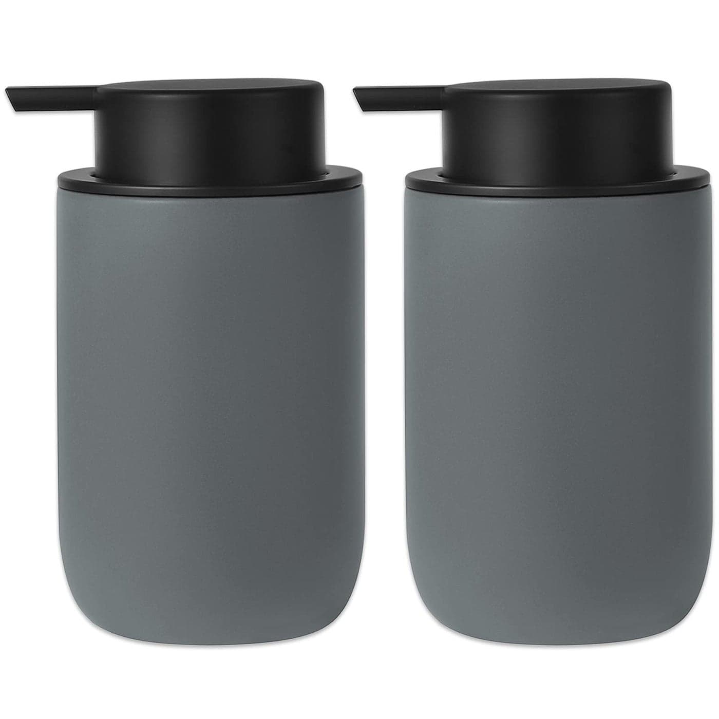 Hand Soap Dispenser for Bathroom Decro Ceramic Liquid Pump Bottles Refillable Dish Dispenser for Kitchen Farmhouse Colleage Dorm Matte Grey 2 Pack