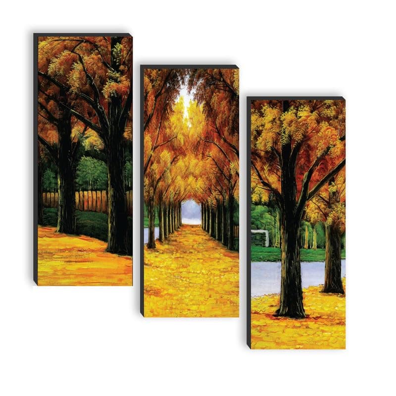 SAF paintings set of 3 Tree UV textured self adeshive wall painting for home decoration SANF-SJ183
