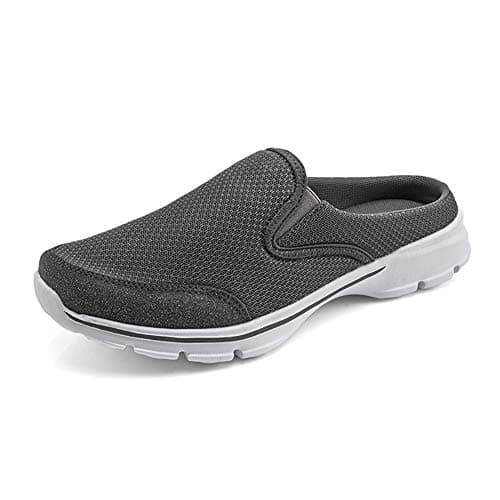 MizHome Men's Open Back Sneaker Clogs Knit Mules Shoes Lightweight Breathable Slippers Dark Grey 11