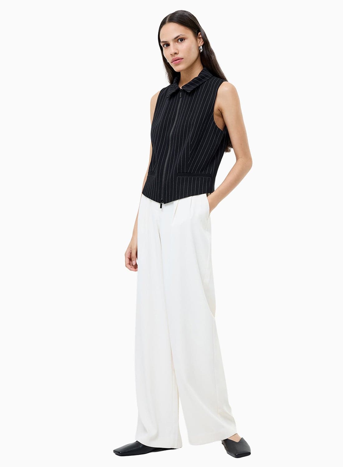 Morgan Tailored Pinstripe Zip Up Waistcoat