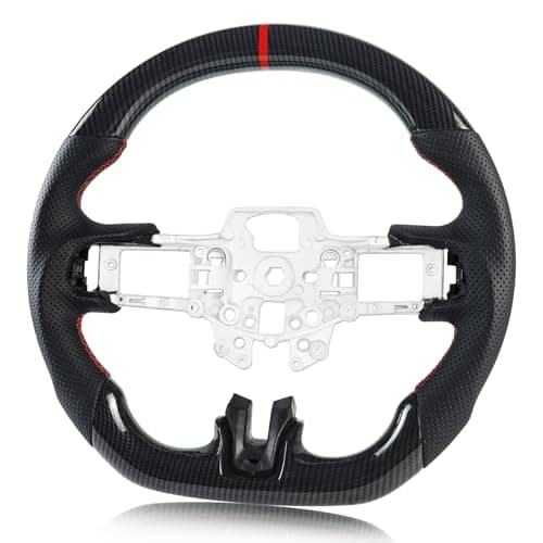 Voonke Steering Wheel for Mustang Black HydroDip Carbon Fiber Dshaped Flatbottom Preforated Leather Grip Steering Wheel For Mustang EcoBoostGTShelby GT350GT350R 20152017