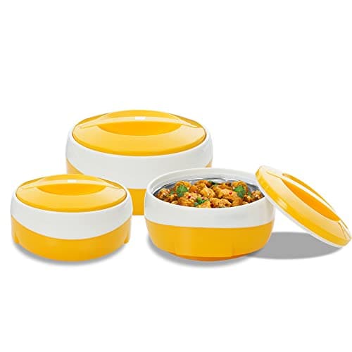 Blueberry's Inner Stainless Steel Casserole Hotpot Combo 600 ml,1200 ml,2000 ml Best for Gift(Yellow)