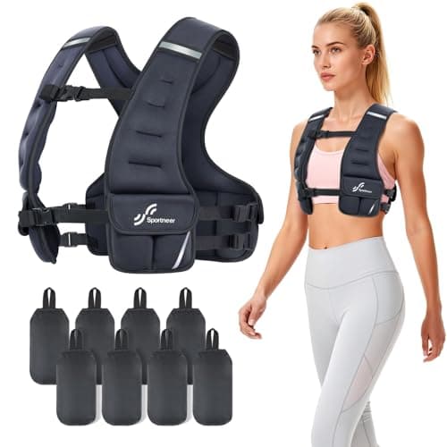 Sportneer Adjustable Weighted Vest Woman: 10-18lb Weighted Walking Vest for Women with 8 Weight Packs Fast Adjust Comfortable Weight Vest for Home Gym Burn Calories Strength Training Vests Black