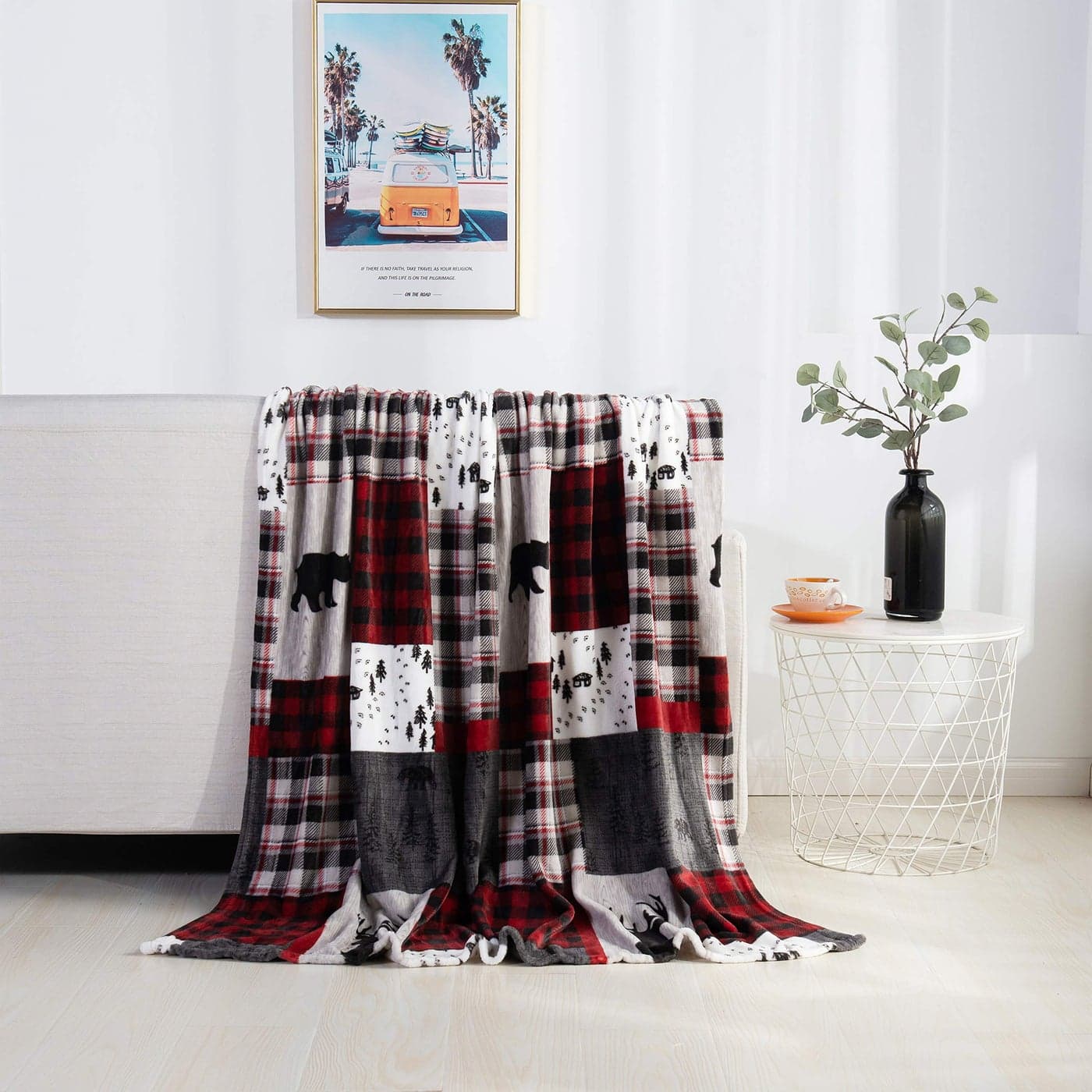 Elegant Comfort Velvet Touch Ultra Plush Christmas Holiday Printed Fleece ThrowBlanket50 x 60inch Patch Patchwork
